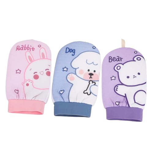 DEARMAMY 3 Stücke Badetuch Körperwäscher Handschuh Reinigung Schrubben Duschbürste Mikrofaser Peeling Sanfte Mitt Peeling Polyester von DEARMAMY