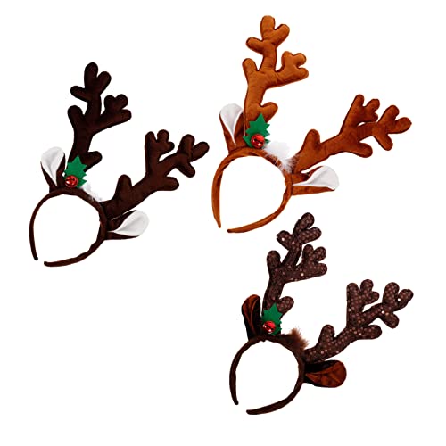 DEARMAMY 3stücke Teiliges Weihnachts-haarband Mit Antlers Stilvolle Kopfbedeckung Für Wiederverwendbare Stoffmaterialien Verschiedenen Farben Für Weihnachtsfeiern Und Kostüme von DEARMAMY