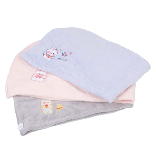 DEARMAMY 3stücke Wasserabsorbierende Duschhauben Für Junge Mädchen Cartoon-muster Bequeme Badehüte Für Hause Schnelltrocknend Schützt Haare Vor Reibung von DEARMAMY