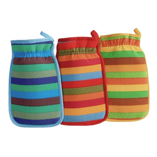 DEARMAMY 3 Teiliges Badetuch Handschuhe Badetücher Gesichtspads Peelinghandschuh Hautschrubber Körperschrubber Handtücher Für Badezimmer Fußbadepad Weicher Badeschwamm von DEARMAMY