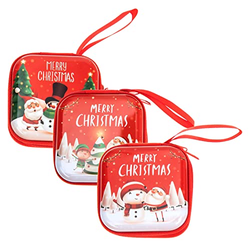 DEARMAMY 3stücke Weihnachts-münzbeutel Blech Mini Geldbörsen Für Kleingeld Süßigkeiten Und Kleine Zipper Design Für Weihnachtsbaum-Dekoration Und Einfache Handhabung von DEARMAMY