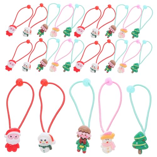 DEARMAMY 30 Stück Haargummis Weihnachten Bunte Cartoon Haarschmuck Elastisch Schonend Für Ponytail Zöpfe Festliche Mädchen Haargummis Für Schule Party von DEARMAMY