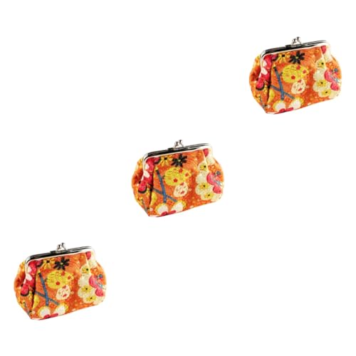 DEARMAMY 3stücke Embroidered Purse Für Mädchen Und Frauen Vintage Geldbeutel Mit Blumenmuster Für Schule Shopping Und Alltag Orange von DEARMAMY