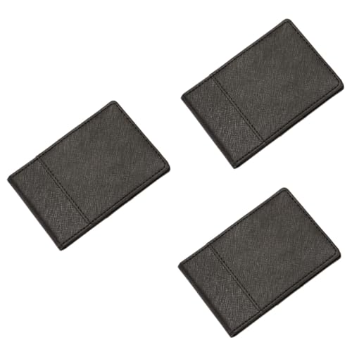DEARMAMY 3stücke Simple Fold Geldbörse Für Herren Aus Pu-Leder Mit Edelstahl- Multifunktions-kartenetui Für Kreditkarten Ausweis Und Bargeld Schwarz von DEARMAMY