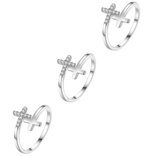DEARMAMY 3St Kreuzring Schwarze Ringe für Frauen Smaragd Halsketten Schmuck Ring für Frauen offene Ringe Frauen öffnen Ringe weiblicher Ring Mädchen klingeln Metall Ring Legierung Silver von DEARMAMY