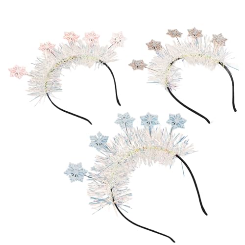 DEARMAMY 3stücke Schneeflocken Stirnband Für Weihnachten Haarband Mit Schneeflocken Weihnachtlich Dekoratives Haar Accessoire Für Party Und Festlichkeiten von DEARMAMY