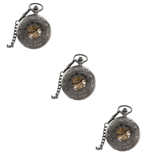 DEARMAMY 3St automatische mechanische Uhr Herren Taschenuhren Uhr aufziehen Retro-Taschenuhr Herrentaschenuhr Retro Uhr Mechanical Watch Retro-Uhr mechanische Taschenuhr Unisex-Taschenuhr von DEARMAMY