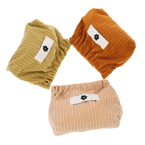 DEARMAMY 3Stücke Kosmetiktaschen aus Cord Kleine Make Up Taschen für Outdoor Reisen Münzbeutel für Damen Milchmandel und Vielseitig Einsetzbar von DEARMAMY