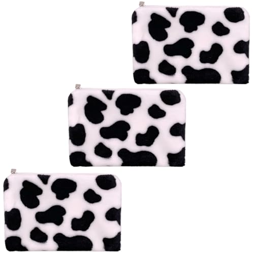 DEARMAMY 3stücke Teiliges Mini Cow Purse Plüsch Geldbeutel Für Kleingeld Und Karten Niedliche Aufbewahrungstaschen Im Kuhmuster Für Unterwegs von DEARMAMY