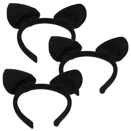 DEARMAMY 3pcs Stirnband Mit Fledermausohren Hautpflege-stirnband Elegante Stirnbänder Für Frauen Reifen Bands Hundestirnband Kopfbedeckung Sonnenbrillen-stirnband Haarnadel Stoff Black von DEARMAMY