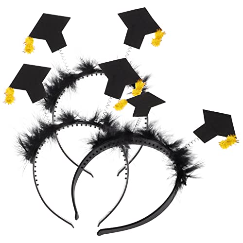 DEARMAMY 3 Stücke Graduation Hut Stirnband Haar Band Für Bachelor Kappe 2023 Quaste Graduation Dekorationen Spaß Party Zubehör von DEARMAMY