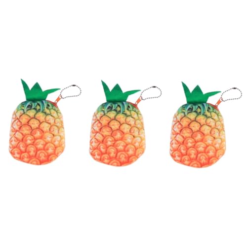 DEARMAMY 3stücke Cartoon Plüsch Fuzzy Münzgeldbörse Im Ananas-Design Mini Geldbeutel Mit Schlüsselanhänger Für Mädchen Für Bargeld Lippenstift Und Id-Karten von DEARMAMY