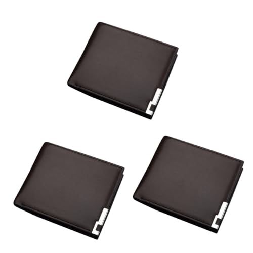 DEARMAMY 3stücke Herren Geldbörse Aus Pu Leder Kurzes Elegantes Portemonnaie Mit RFID Schutz Für Büro Und Reisen Große Kapazität Für Karten Und Bargeld Kaffee von DEARMAMY