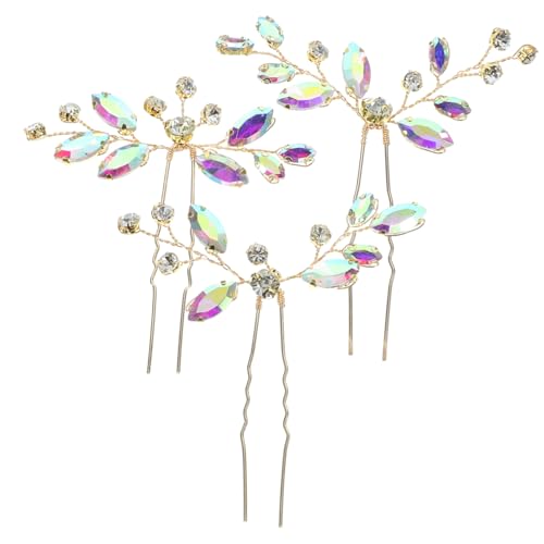 DEARMAMY 3stücke Brauthaarnadel Mit Strass Für Hochzeit Glänzende Haarnadeln U-förmig Kopfschmuck Für Damen Haarschmuck Zur Hochzeit Dekorative Haarnadeln von DEARMAMY