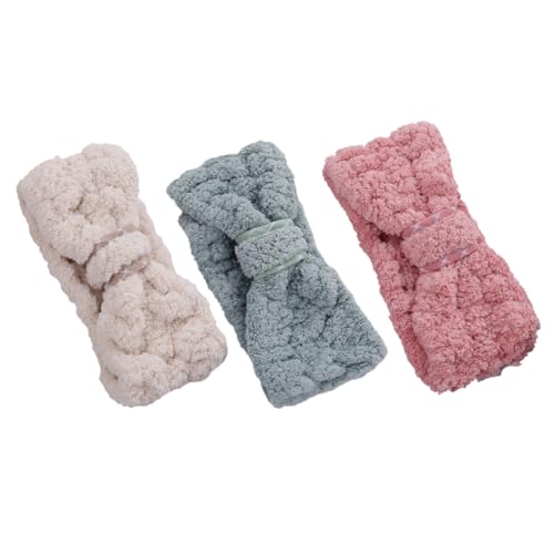 DEARMAMY 3stücke Fleece Sport Stirnbänder Für Kosmetik Yoga Gesichtswäsche Dusche Und Spa Elastisches Haarband Mit Schleifen-design Farben Zufällig von DEARMAMY