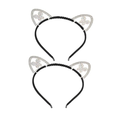 DEARMAMY 3stücke Glitzerndes Katzenohren-stirnband Mit Kristallen Metall-strass-katzen-stirnband Funkelnde Kopfbedeckung Für Frauen Haaraccessoires Für Kostümball Und Partys von DEARMAMY