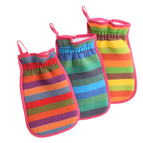 DEARMAMY 3stücke Peeling Badehandschuh Doppelseitig Für Bad Und Dusche Hautpeeling-handschuh Peeling-badetuch Peeling-handtuch Komplett Reinigung Und Massage von DEARMAMY