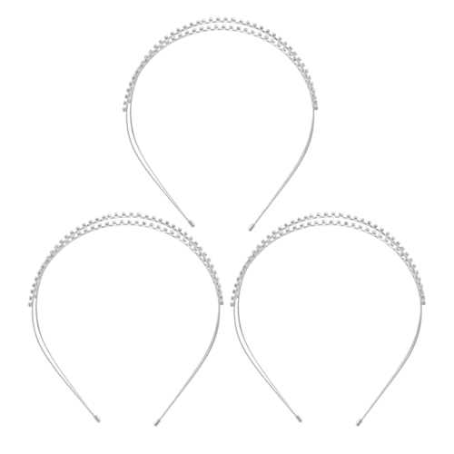 DEARMAMY 3stücke Strasskrone Für Braut-haarschmuck Doppellagig Funkelnde Edelstein-tiara Stirnkronen-kopfschmuck Für Hochzeit Party-haarstyling-accessoires Brautjungfern-haarband von DEARMAMY