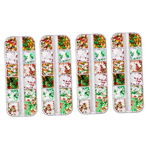 DEARMAMY 4 Boxen Weihnachtsnagel Pailletten Schneeflocken Nail Art Aufkleber Dünn Selbstklebend Maniküre Dekoration Festlich Xmas Nail Decals für Charmante Weihnachtsnägel von DEARMAMY