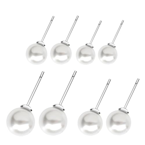 DEARMAMY 4 Paare Natürliche Perlen Ohrstecker Sterling Silber Hypoallergene Ohrschmuck Damen Schmuckset von DEARMAMY