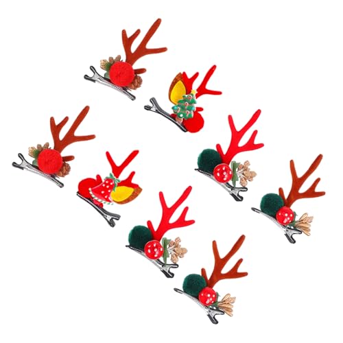 DEARMAMY 4 Paare Weihnachts Rentier Haarspangen für Antler Haarschmuck Niedliche Haaraccessoires für Mädchen für Weihnachten Geburtstage und Feste von DEARMAMY