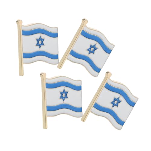 DEARMAMY 4 STÜCKE Teiliges Israelisches Flaggen Anstecknadel aus Metall mit Wellenstruktur Langlebiges Reverspin Abzeichen Modisches Schmuck Accessoire für Kleidung Hüte und Taschen von DEARMAMY