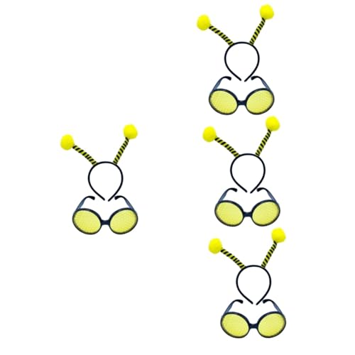 DEARMAMY 4 Sätze Biene Stirnband Brille Bienengläser Raupe Stirnband Bienenkostüm Damen Biene Brille Bienen-party-ornamente Flügel Kostüm Kinder-bienen-stirnband Stütze Kunststoff von DEARMAMY