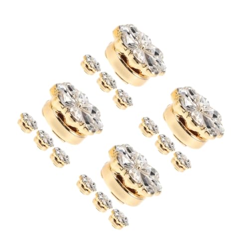 DEARMAMY 4 Sätze Blumen-manschettenknöpfe 2025 Perlen Schmuck Spiegel Rhinestone Manschettenknöpfe Schmuck Manschettenknöpfe Manschettenknopf Manschettenknöpfe Für Frauen Golden 4 Stück * 4 von DEARMAMY