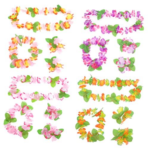 DEARMAMY 4sätze Blumen Haarband Für Mädchen Hawaii Thema Party Accessoires Aus Stoffmaterialien Mit Blumen Stirnband Und Armband Halsketten Für Fotografie Und Festivals von DEARMAMY