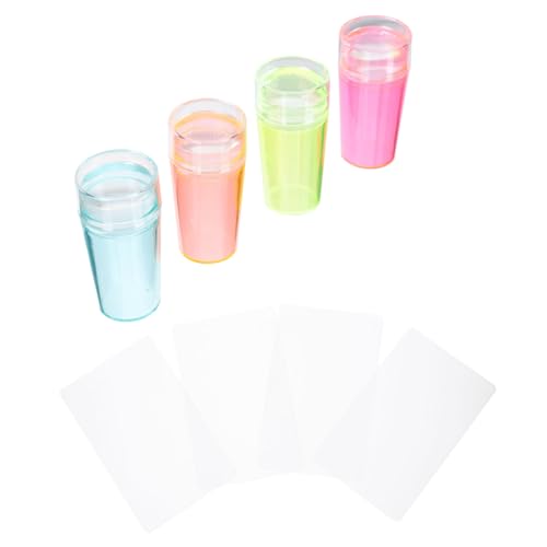 DEARMAMY 4 Sätze Silicone Nagelstempel Teiliges Maniküre Werkzeug für DIY Nageldesign Farbenfrohe Stempel mit Großen Schabern für Nagelkunst von DEARMAMY
