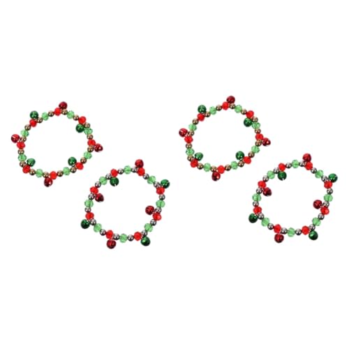 DEARMAMY 4 Stck. Weihnachtliche Armbänder mit Glockendesign Elastisch Kristallmaterial Leicht und Langlebig Festlicher Schmuck für Frauen zu Party und Weihnachtsfeier von DEARMAMY