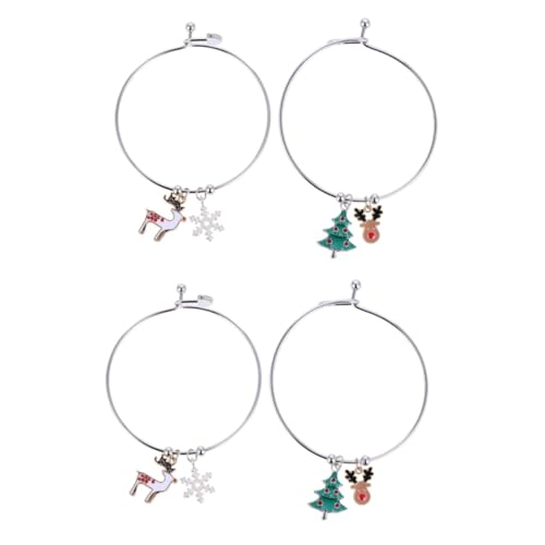 DEARMAMY 4 Stck. Weihnachtliches Damen Armband Verstellbar Goldplattiert mit Reh und Weihnachtsbaum Schmuck Festliche Armkette Weihnachtsdekoration von DEARMAMY
