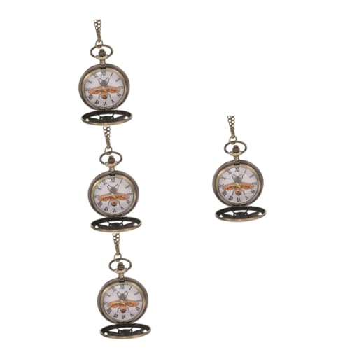 DEARMAMY 4stücke Vintage Taschenuhr Halskette Mit Bienen-Design Stilvoll Und Nostalgisch Für Damen Und Herren Präzise Zeitmessung Für Besondere Anlässe von DEARMAMY
