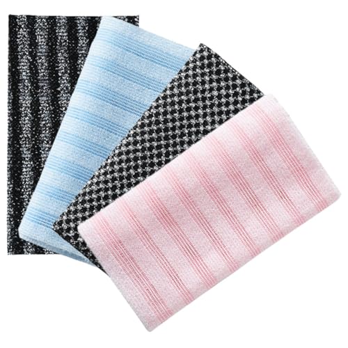 DEARMAMY 4 Stück Badetuch Peeling-Rückenwäscher Bad Peeling Rückenpeeling zum Rückenreiniger für die Dusche Rückendusche Schrubber Badewäscher Polyester von DEARMAMY