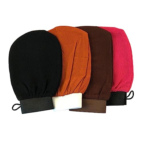 DEARMAMY 4 Stück Badetuchhandschuhe Damen Peelinghandschuhe Zum Schrubben Baumwolle Seidig Sanftes Waschen Duschen Peeling Wiederverwendbare Peeling Schutzbadehandschuhe Badehandschuhe von DEARMAMY