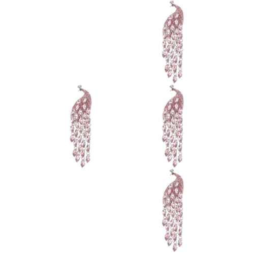 DEARMAMY 4 Stück Bestickte Pfauenbrosche Mode Zubehör Broschen Party-brosche Zucht Kleid Kragen Anstecknadel Männer Stift Schal Korsage Blusen Für Geschlecht Spa Armbänder Strasssteine Rosa von DEARMAMY