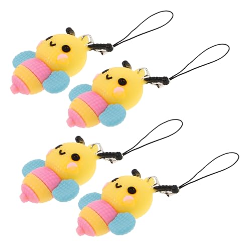 DEARMAMY 4 Stück Bienenförmige Handy Anhänger Handy Lanyard Dekoration für Handtaschen Langlebig Leicht und Vielseitig Einsetzbar Perfektes für Freunde und Familie von DEARMAMY