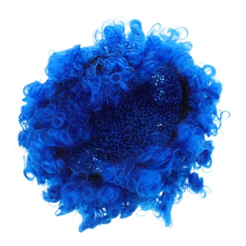 DEARMAMY 4 Stück Blaue Afro Perücke Kurz Lockig Verstellbar Atmungsaktiv für Halloween Clown Kostüm Disco Party Karneval Erwachsene Teens von DEARMAMY