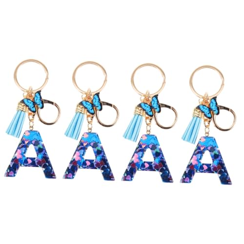 DEARMAMY 4 Stück Brief Schlüsselanhänger Buchstaben Schlüsselanhänger Geldbörsenhalter fürs Auto schlüsselanhänger personalisiert schlusselanhager personalisierte Geldbeutel-Anhänger Harz von DEARMAMY