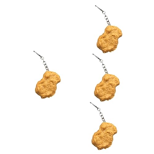 DEARMAMY 4 Stück Chicken-Nugget-schlüsselanhänger Interessanter Schlüsselanhänger Gebratenes Schlüsselanhänger Gefälschter Brathähnchen-schlüsselanhänger Reize Streich Hahn Plastik von DEARMAMY