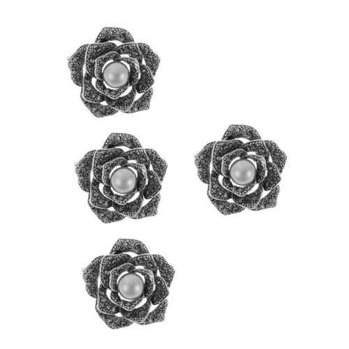 DEARMAMY 4 Stück Dunkle Strassbrosche Anstecknadeln Anstecknadel Mit Blumenmuster Für Anzüge Anstecknadel Für Party Anstecknadel Für Damen Blumenstift Frauen Reversnadel Legierung von DEARMAMY