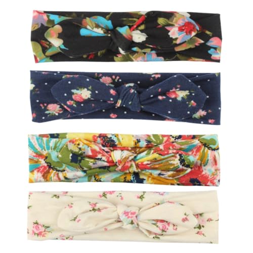 DEARMAMY 4stücke Stirnbänder Für Frauen Aus Weichem Verstellbar Mit Hasenohren-muster Elastische Haarbänder Für Damen Kopfgröße Anpassen Kleber Oder Clips von DEARMAMY