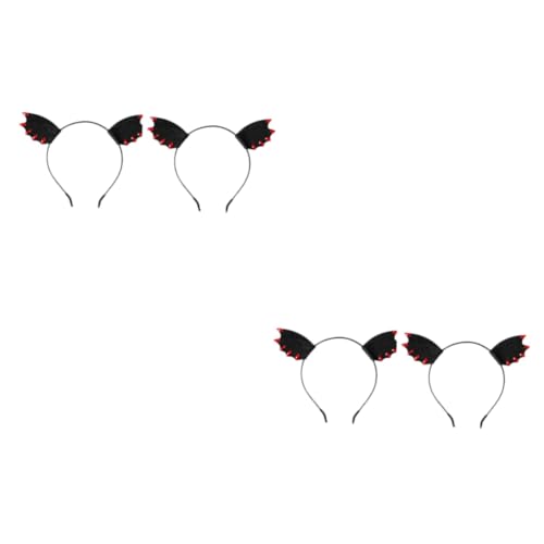 DEARMAMY 4 Stück Fledermausohr Haarreifen Halloween-goodie Halloween- Fledermaus Kopfbedeckung Halloween-leckereien Stirnband Kopfbedeckung Kopfschmuck Halloween-haarband Black von DEARMAMY