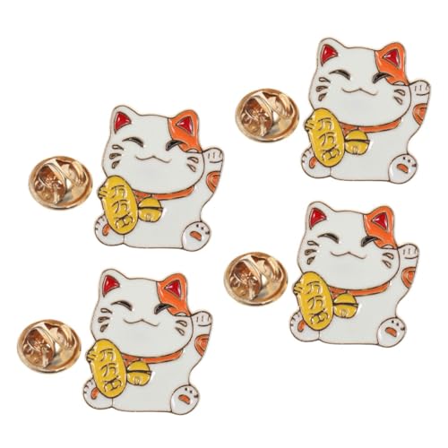 DEARMAMY 4stücke Katzen-anstecknadeln Cartoon-tierbrosche Mit Lustiger Glückskatze Japanische Anstecker Schmuck-anstecker Für Hüte Taschen Kleidung Rucksäcke Zubehör von DEARMAMY