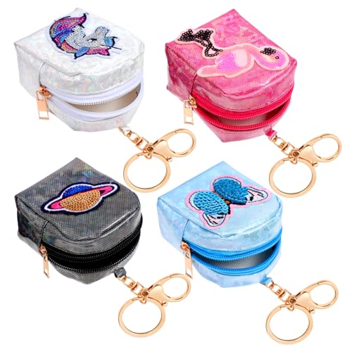 DEARMAMY Niedliches Cartoon-geldbörsen-schlüsselring-Set 4 Stück Dekorative Wickeltasche Für Mädchen Robustes Pu-ledermaterial von DEARMAMY