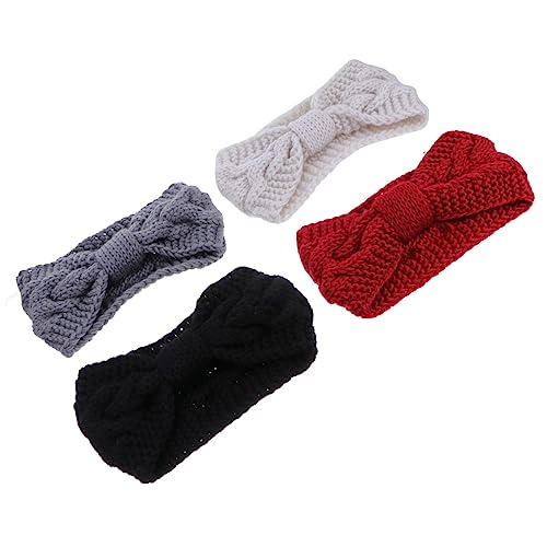 DEARMAMY 4 Stück Haarband für Täglichen Gebrauch Winterliches Gestricktes Kopfband mit Schleifen Design Elastisches Haarband für Maskenträger von DEARMAMY