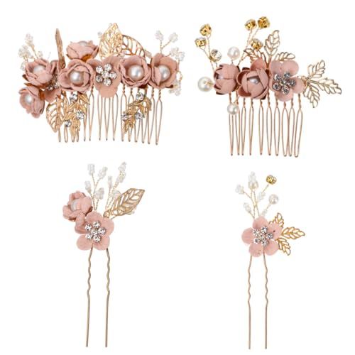 DEARMAMY 4stücke Brautschmuck Mit Floralem Haarschmuck Für Hochzeit Inklusive Haarkämme Und Haarnadeln Für Brautjungfern Und Blumenmädchen von DEARMAMY