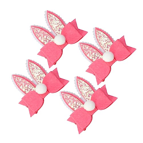 DEARMAMY 4 Stück Hasenohr Haarklammern Mit Schleifen Frühlings Haarschmuck Für Mädchen Entzückende Haarspangen Für Kinder Kopfbedeckung Für Festlichkeiten von DEARMAMY