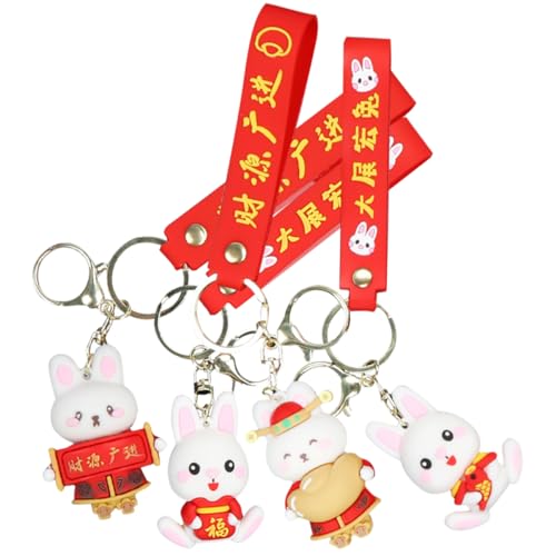 DEARMAMY 4 Stück Kaninchen-anhänger Geldbörsen Schlüsseltasche Halter Geldbeutel Taschenanhänger Für Einkaufstaschen Griffe Schlüsselanhänger Handtasche Zubehör Reise PVC-weichkleber von DEARMAMY