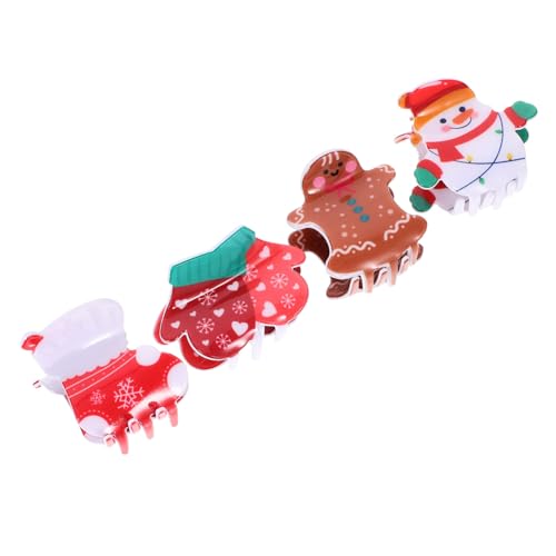 DEARMAMY 4 Stück Kleine Haarklammern Weihnachtsdesign Starker Griff Rutschfest für Dünnes und Langes Haar Damen Haarklammern Haarklammer Krallenclips Modisch Vielseitig für Alltag und Fest von DEARMAMY